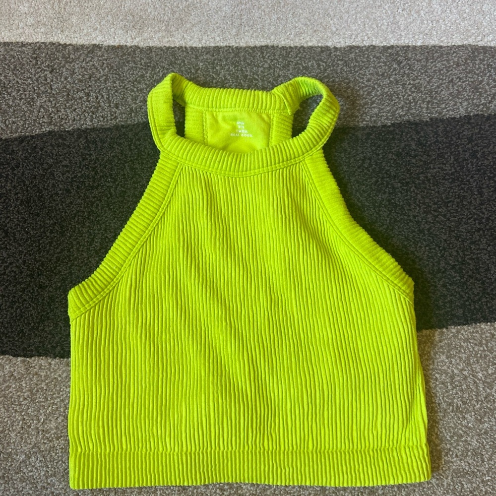 Aerie Superchill Real Good Crop Top Bralette M Green Sports Bra - Picture 2 of 9
